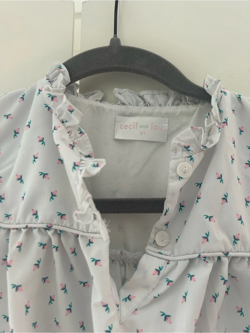 Cecil and Lou Girls 3T Floral Ruffle Swing Dress White Long Sleeve Boutique